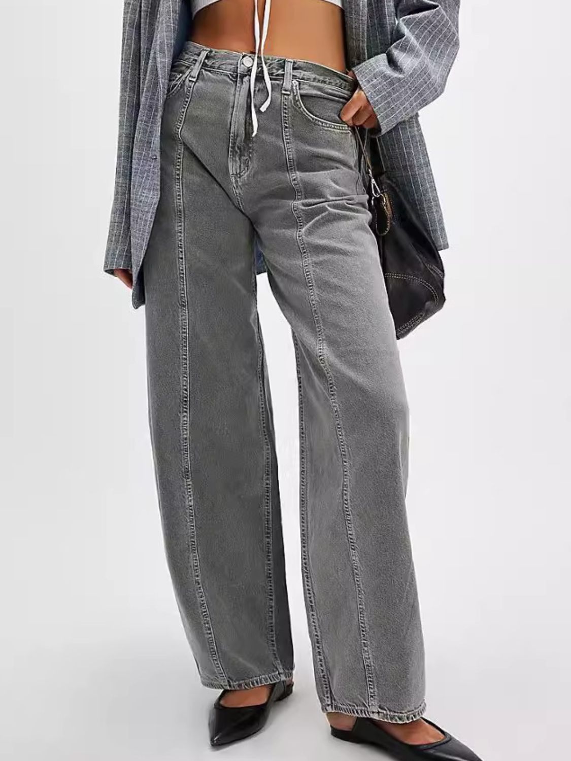 Wide Leg Jeans with Pockets - Drazelle Store