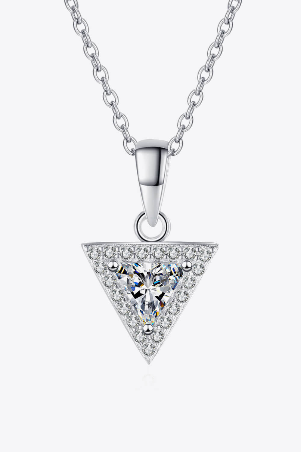 925 Sterling Silver Triangle Moissanite Pendant Necklace - Drazelle Store