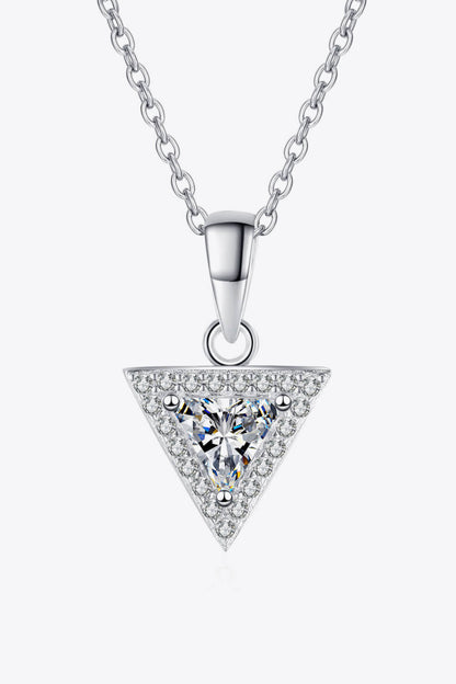 925 Sterling Silver Triangle Moissanite Pendant Necklace - Drazelle Store