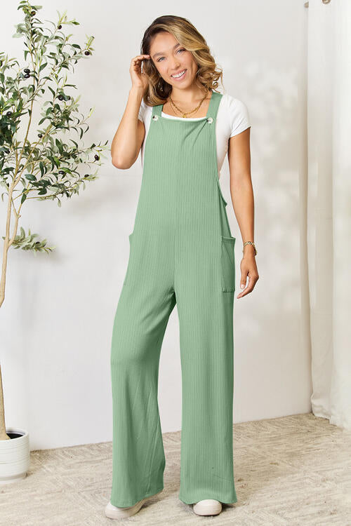 Double Take Full Size Wide Strap Overall with Pockets - Drazelle Store