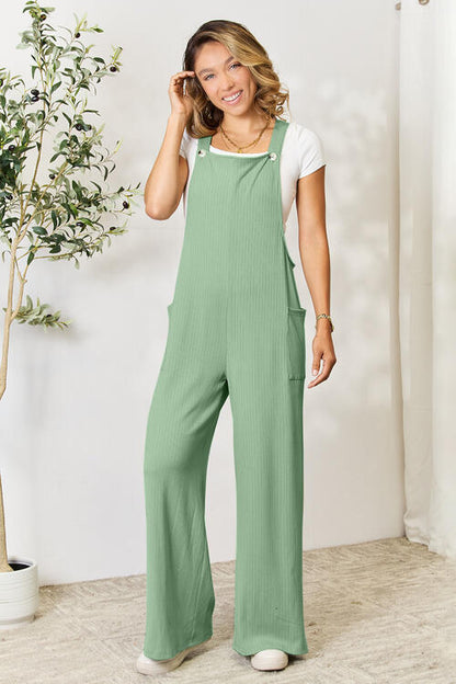 Double Take Full Size Wide Strap Overall with Pockets - Drazelle Store