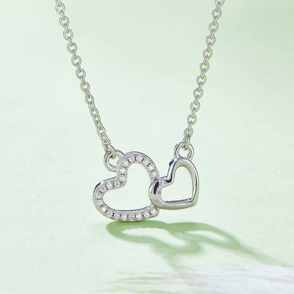 Moissanite 925 Sterling Silver Heart Necklace - Drazelle Store