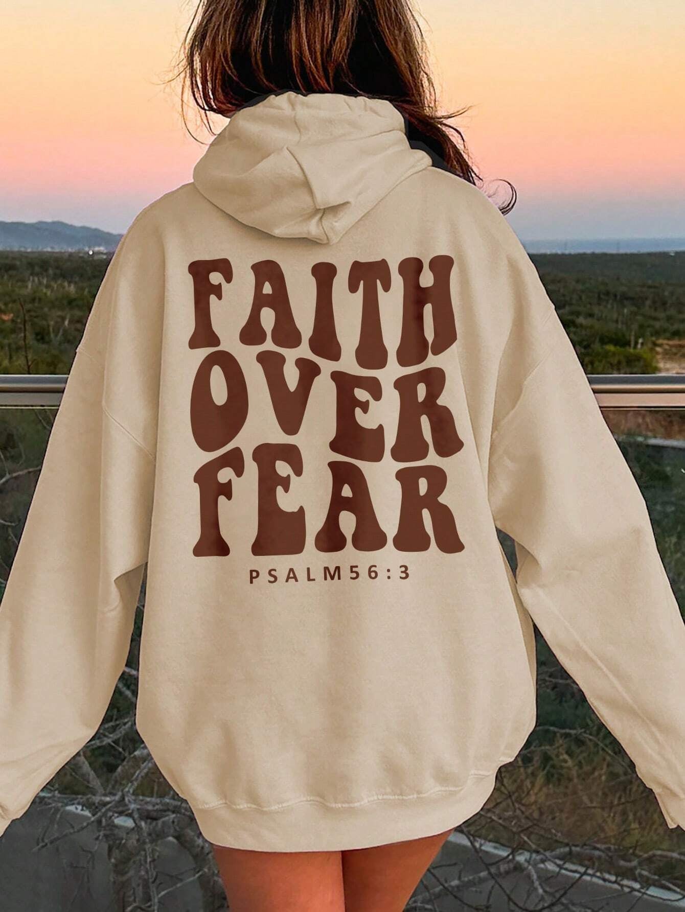 FAITH OVER FEAR Dropped Shoulder Hoodie - Drazelle Store