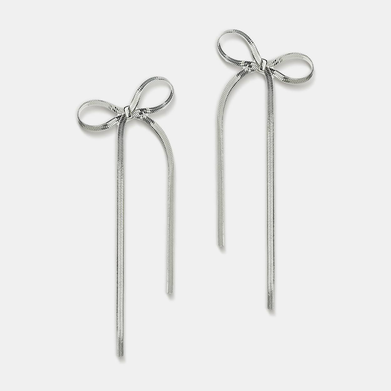 Stainless Steel Bow Bar Earrings-Drazelle Store