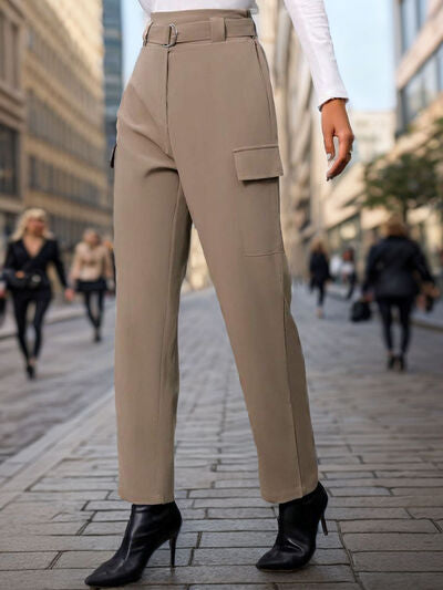 Perfee High Waist Straight Pants - Drazelle Store