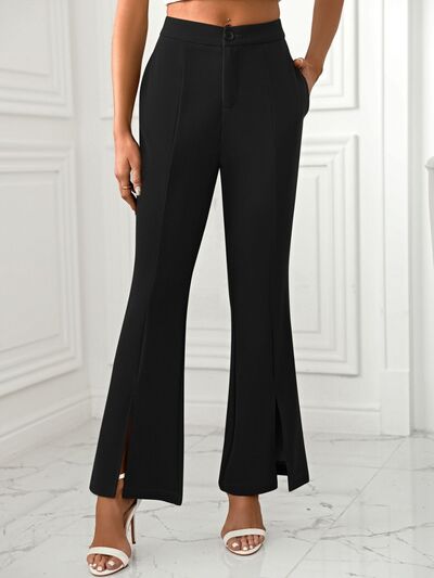 Slit Flare Pants with Pockets - Drazelle Store