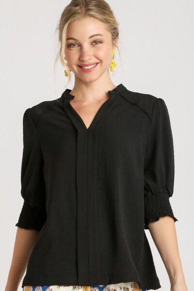 Split Neck Boxy Cut Top with Piping Details - Drazelle Store