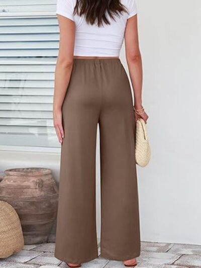 Elastic Waist Wide Leg Pants - Drazelle Store