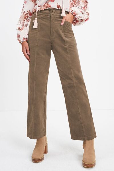 Half Elastic Waist Straight Pants - Drazelle Store