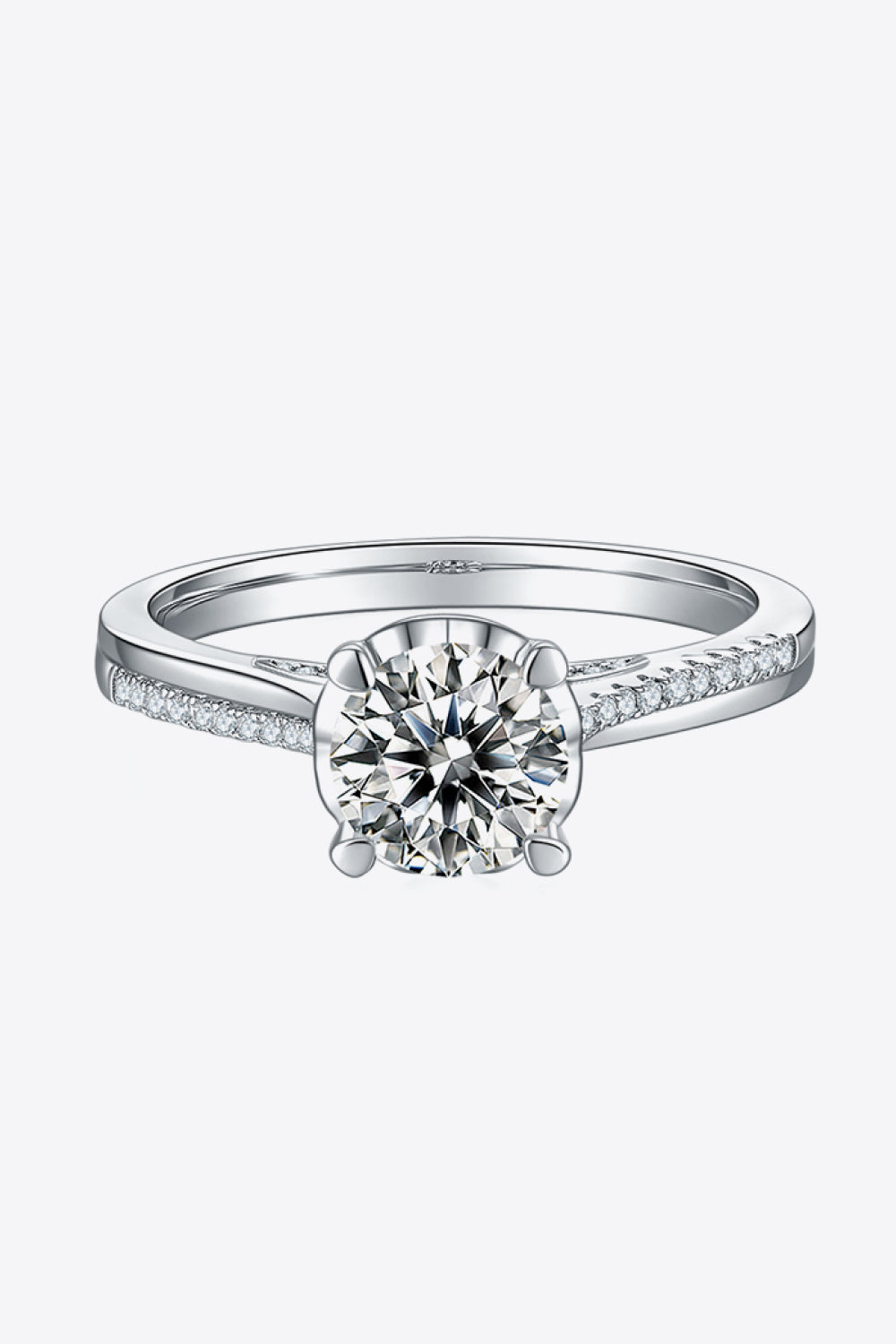 Adored 1 Carat Moissanite 925 Sterling Silver Side Stone Ring - Drazelle Store