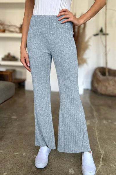 FAM-FAM Ribbed High Waist Flare Pants - Drazelle Store