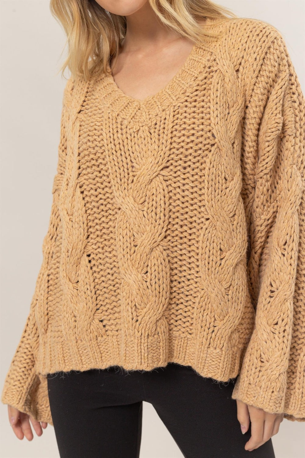 HYFVE Cable Knit V-Neck Sweater - Drazelle Store