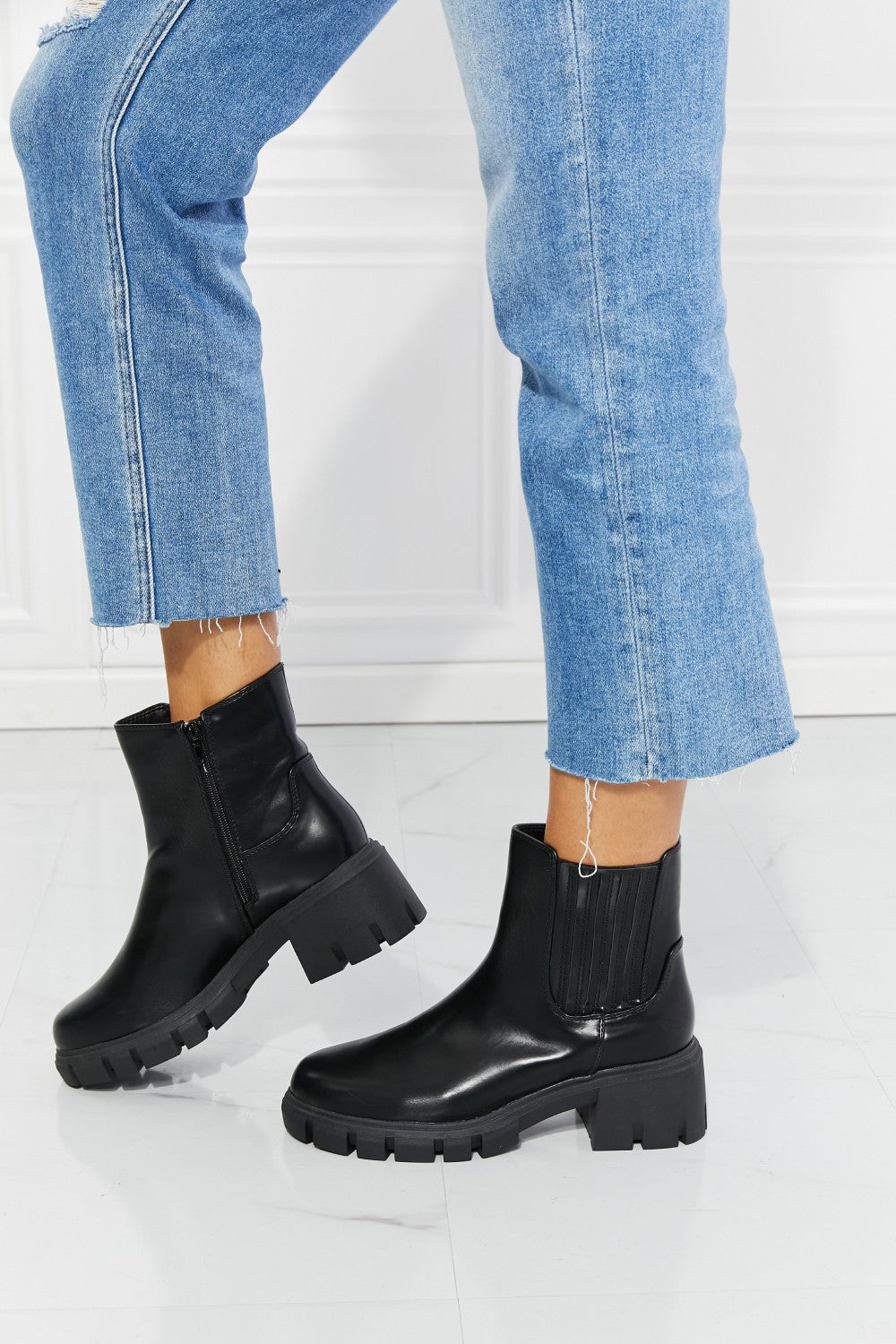 M Shoes What It Takes Lug Sole Chelsea Boots in Black - Drazelle Store