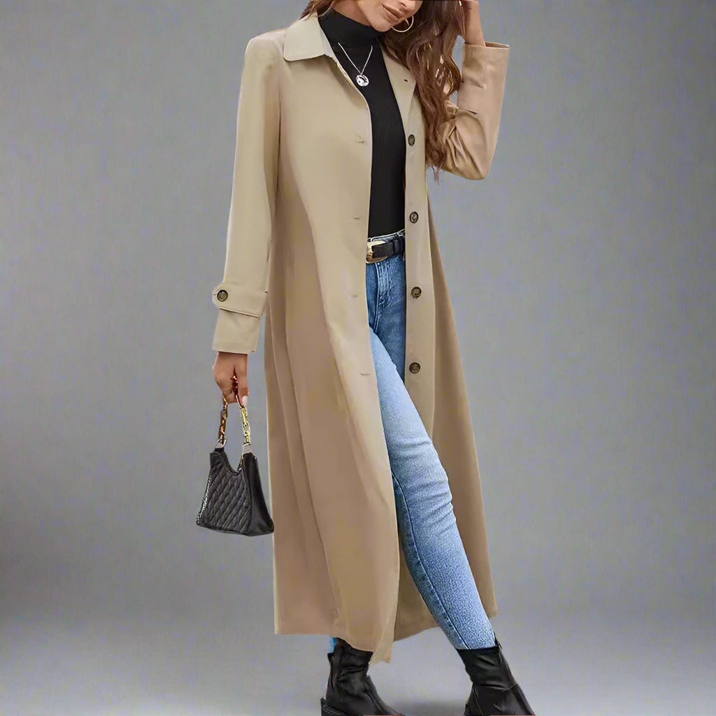 Button Long Trench Coat