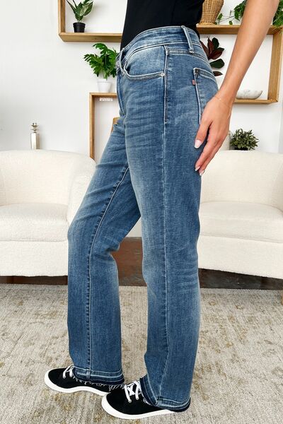 Judy Blue Full Size Mid Rise Release Hem Jeans - Drazelle Store