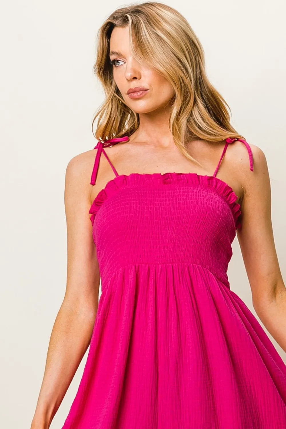 BiBi Texture Smocked Sleeveless Jumpsuit - Drazelle Store