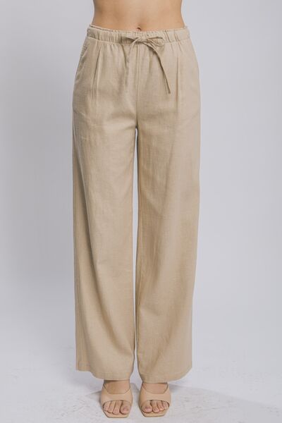 Love Tree Drawstring Wide Leg Pants with Pockets - Drazelle Store