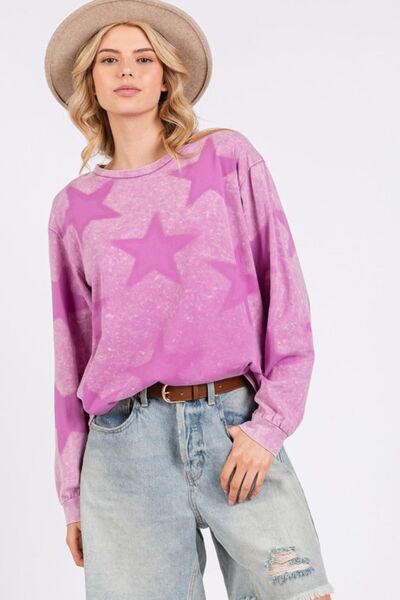 SAGE + FIG Mineral Wash Star Pattern T-Shirt - Drazelle Store