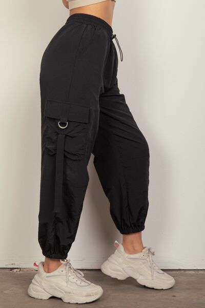 VERY J Elastic Waist Woven Cargo Pants - Drazelle Store