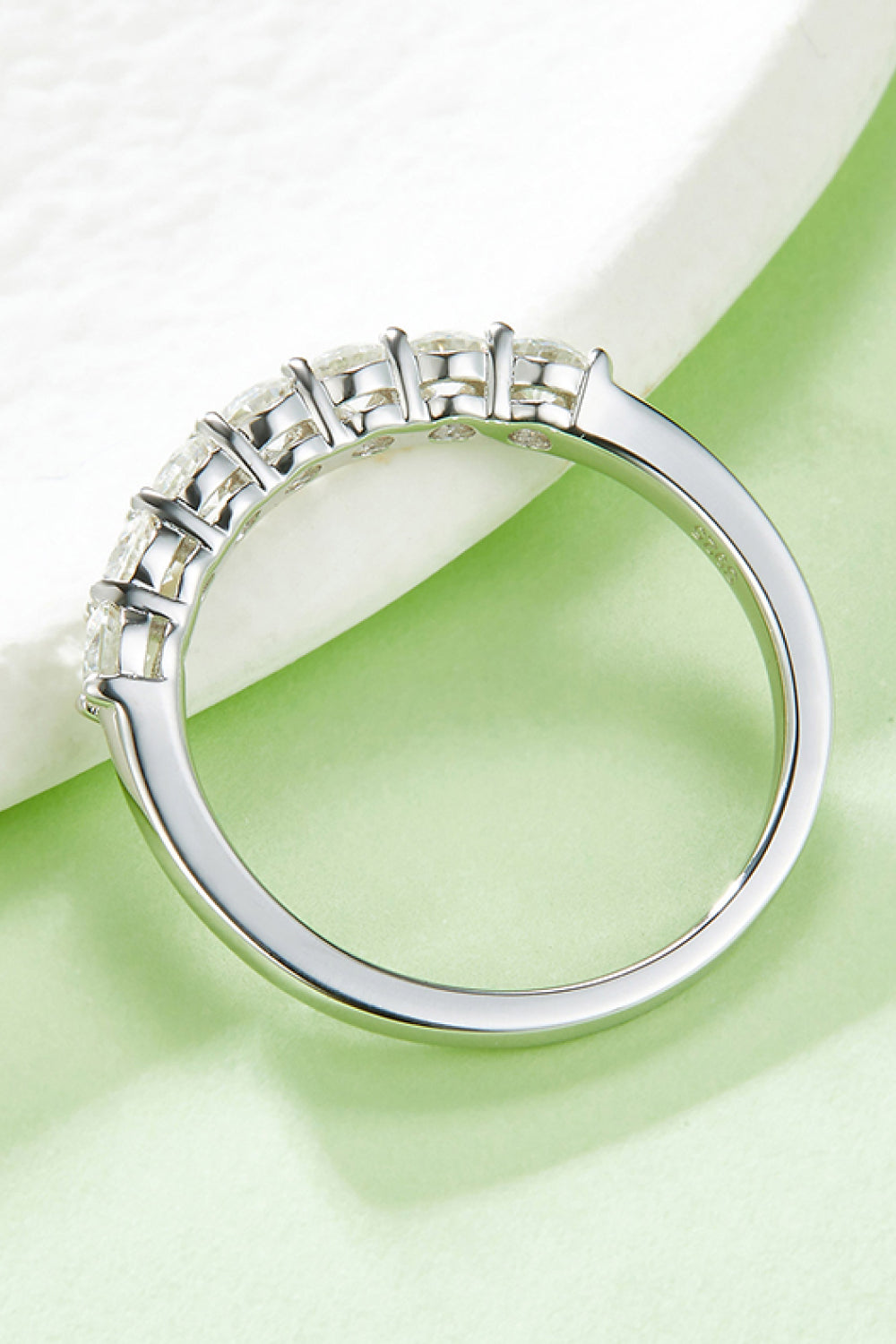 Moissanite Platinum-Plated Half-Eternity Ring - Drazelle Store