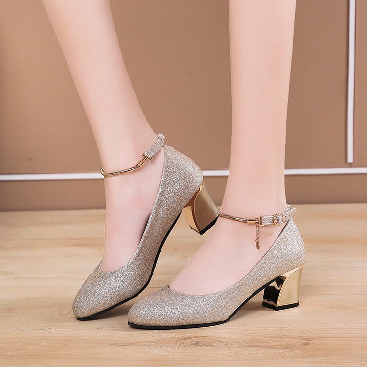 Women's High Heel Chunky Heel Pumps Round Toe Pumps - Drazelle Store