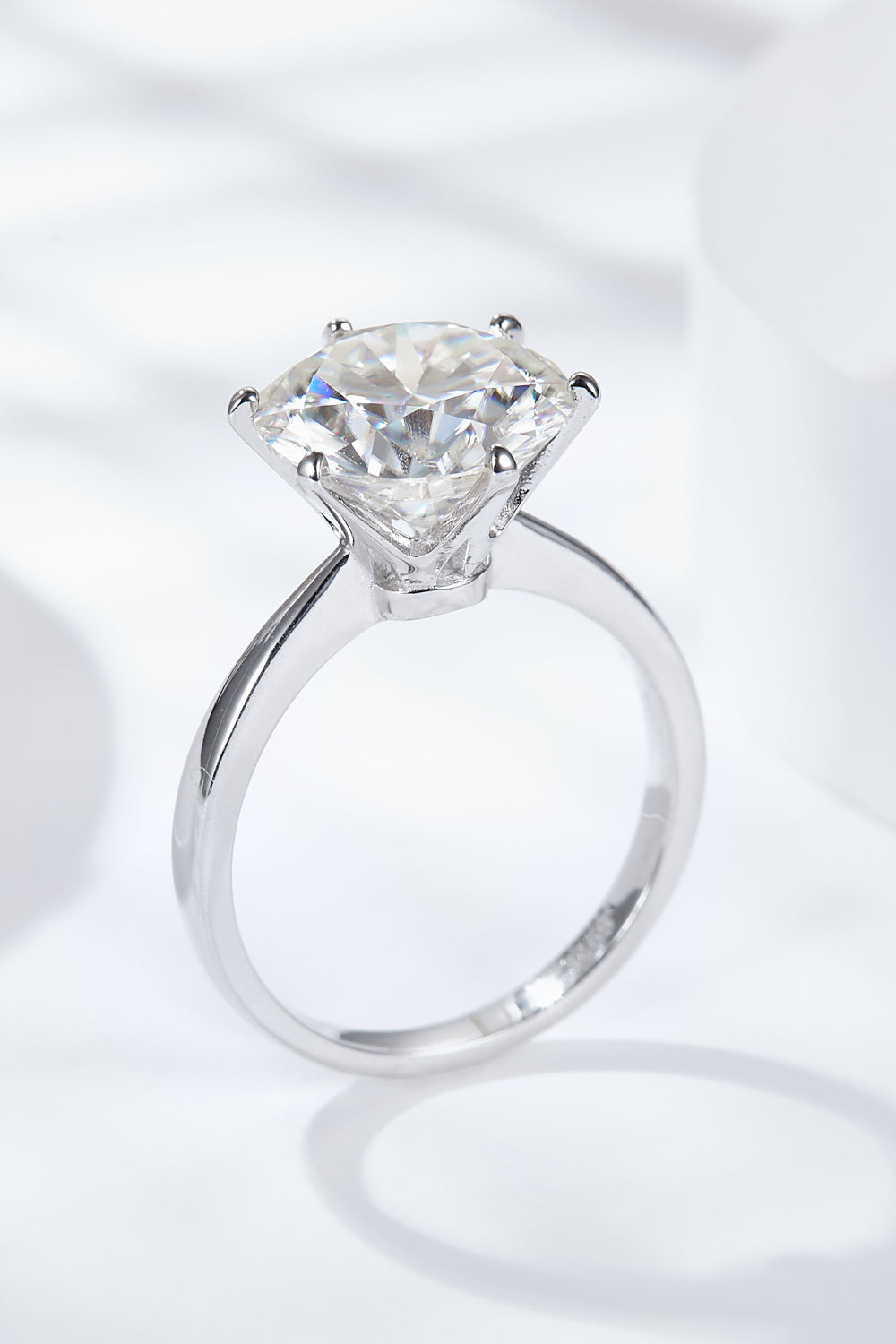 Platinum-Plated 5 Carat  Moissanite Solitaire Ring - Drazelle Store