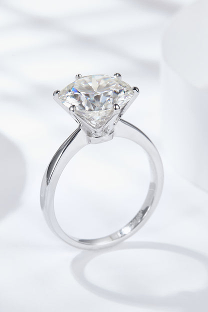 Platinum-Plated 5 Carat  Moissanite Solitaire Ring - Drazelle Store