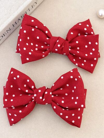 2-Piece Polka Dot Bow Hair Clip - Drazelle Store