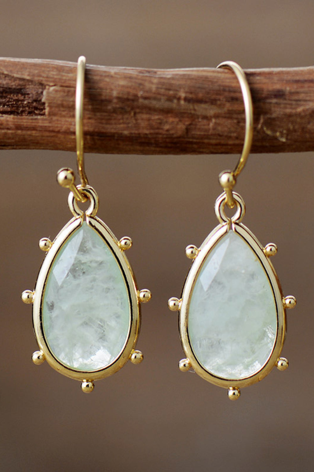 Natural Stone Teardrop Earrings-Drazelle Store