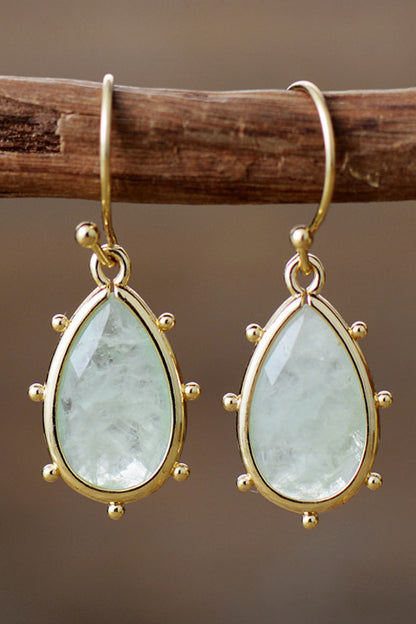 Natural Stone Teardrop Earrings-Drazelle Store