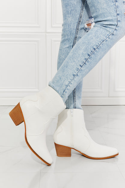 MMShoes Water power Town Faux Leather Western Ankle Boots in White - Drazelle Store