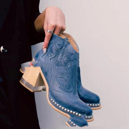 Block Heel Designed Boots - Drazelle Store 
