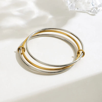 Two-Tone Multi-Layered Bangle Bracelet - Drazelle Store