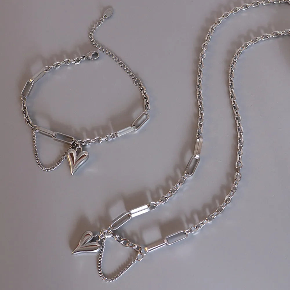 Titanium Steel Heart Pendant Necklace - Drazelle Store