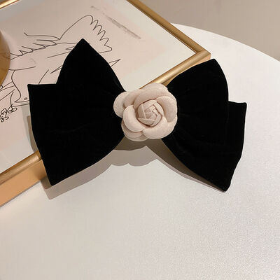 Rose Trim Bow Hair Clip - Drazelle Store