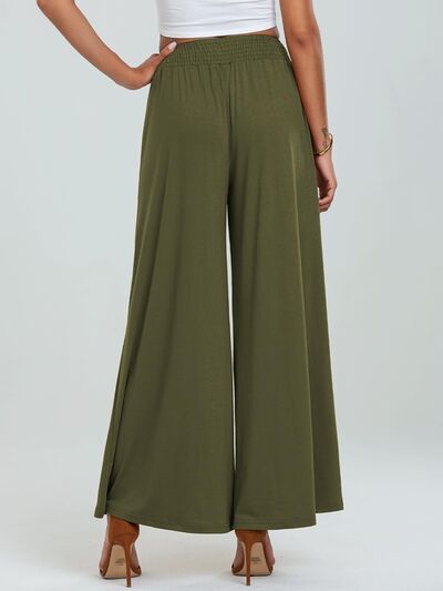 Pocketed Elastic Waist Wide Leg Pants - Drazelle Store