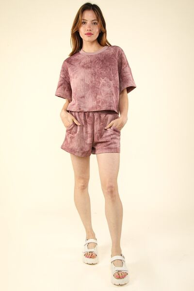 VERY J Quilted Washed Crop Top and Shorts Set - Drazelle Store