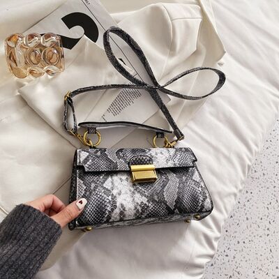 PU Leather Snakeskin Print Crossbody Bag - Drazelle Store