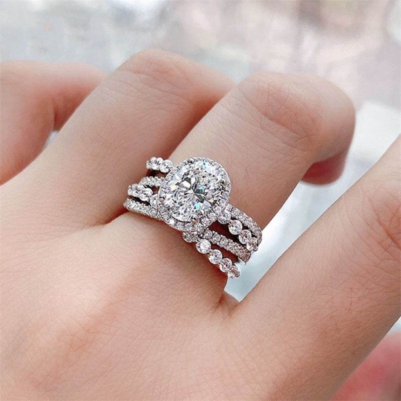 3 Carat Moissanite 925 Sterling Silver Layered Ring - Drazelle Store