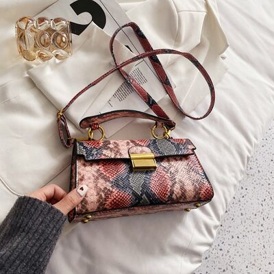 PU Leather Snakeskin Print Crossbody Bag - Drazelle Store