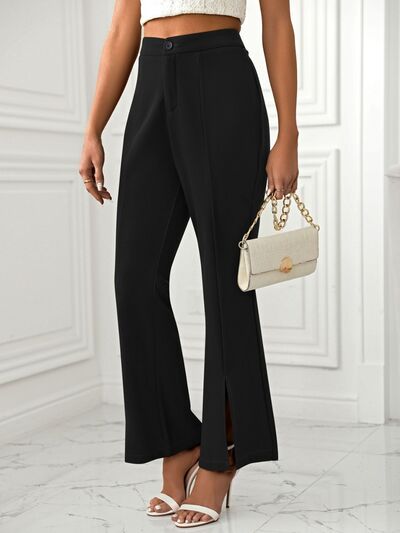 Slit Flare Pants with Pockets - Drazelle Store