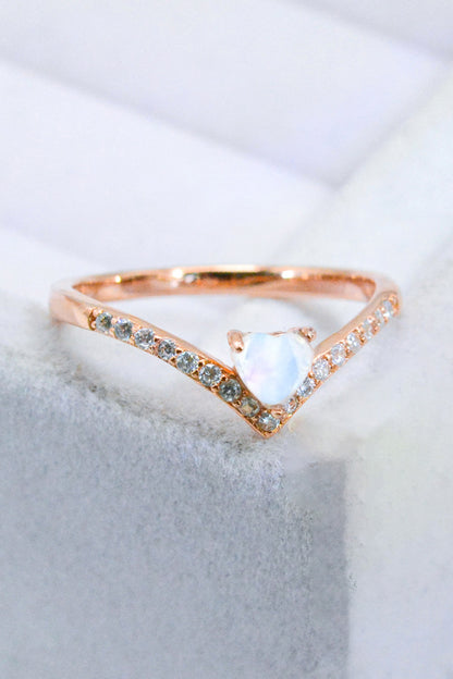 Moonstone Heart-Shaped Ring - Drazelle Store