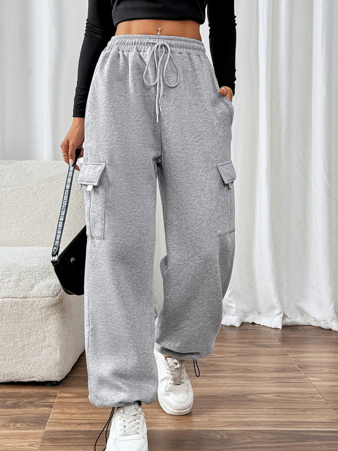 Drawstring Elastic Waist Joggers with Pockets - Drazelle Store