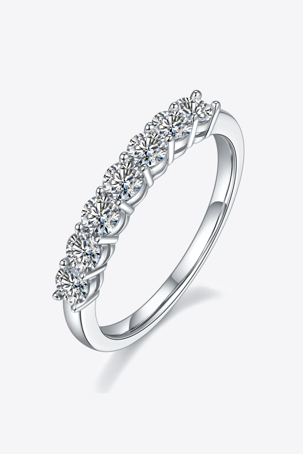 Moissanite Platinum-Plated Half-Eternity Ring - Drazelle Store