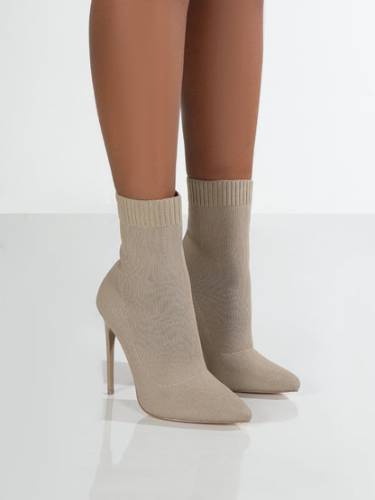 Mesh Point Toe Stiletto Boots - Drazelle Store