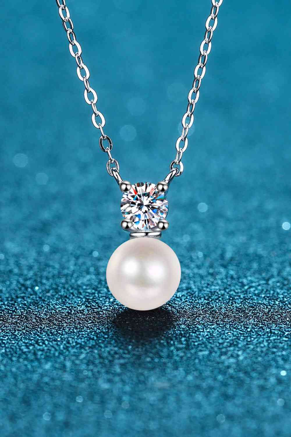 925 Sterling Silver Freshwater Pearl Moissanite Necklace - Drazelle Store