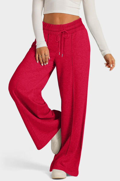 Drawstring Elastic Waist Wide Leg Pants - Drazelle Store