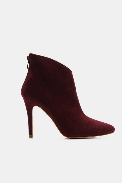 Beast Fashion Suede Stiletto Ankle Booties with Back Zippers - Drazelle Store