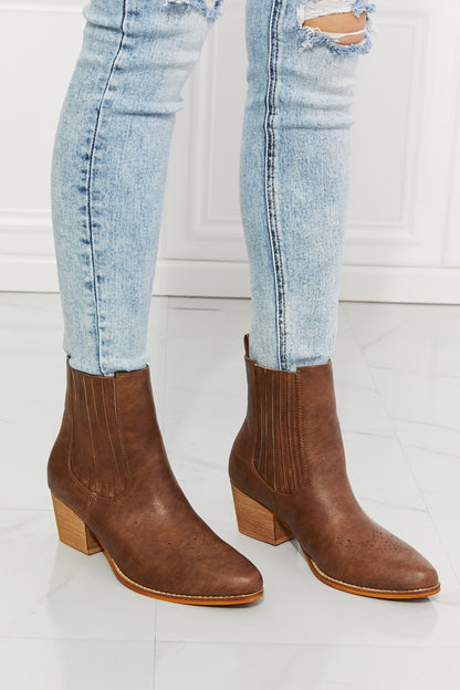 MM Shoes Love the Journey Stacked Heel Chelsea Boot in Chestnut - Drazelle Store