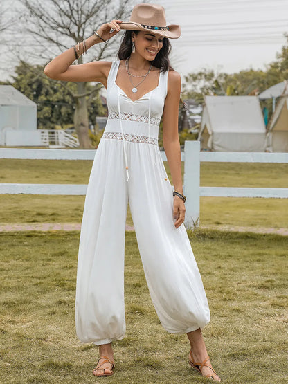 Backless Wide Strap Wide Leg Jumpsuit - Drazelle Store